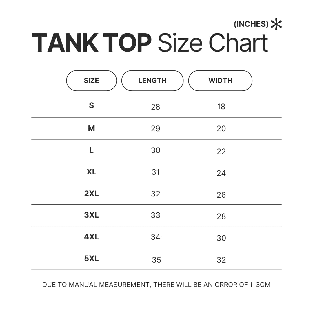 Tank Top Size Chart - Cat Memorial Gift Shop