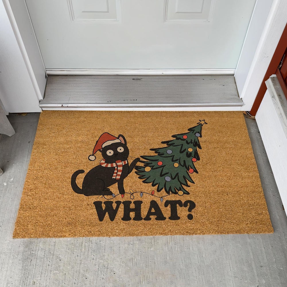 Funny Cat Christmas Doormat - Cat Memorial Gift Shop