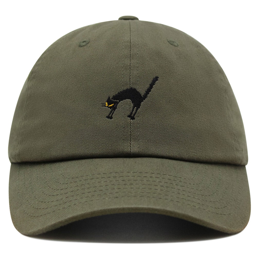 Scared Cat Premium Dad Hat Embroidered Baseball Cap Black Cat - Cat Memorial Gift Shop